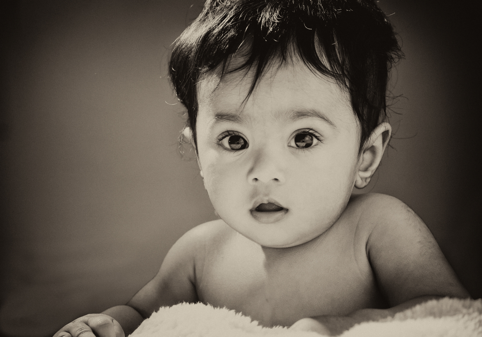 Sepia portrait of a baby